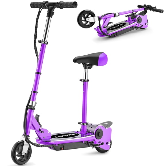 Zupapa Electric Scooter with Seat for Kids Ages 8-12, Foldable UL Certified Motorized Scooter 10 MPH Top Speed, 70-Minute Battery Life, 155 lbs Load Capacity, Purple