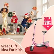 MAXTRA Foldable Electric Scooter with Removable Seat for Kids Ages 5-12 10mph 155lbs Pink