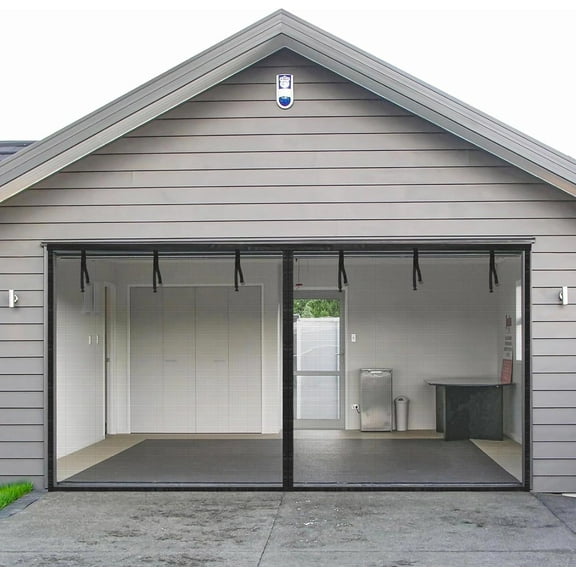 MAXVINI 12x7Ft Garage Screen Doors for 1 Car Garage - Magnetic Closure, Heavy Duty, Retractable Net