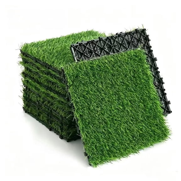 MAXVINI 27 Pack Artificial Grass Interlocking Tiles, 12x12 Inch Synthetic Grass Mat with Drainage Base, Outdoor Indoor Fake Grass Turf for Patio Garden Yard Balcony Pet Play Area