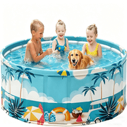 MAXVINI 62.9in Foldable Pool, 238 Gallon Hard Plastic Kiddie Pool for Kids & Pets, No Inflation Needed, Non-Slip Durable Pet Bath Tub for Large Dogs, Indoor Outdoor Portable Swimming Pool