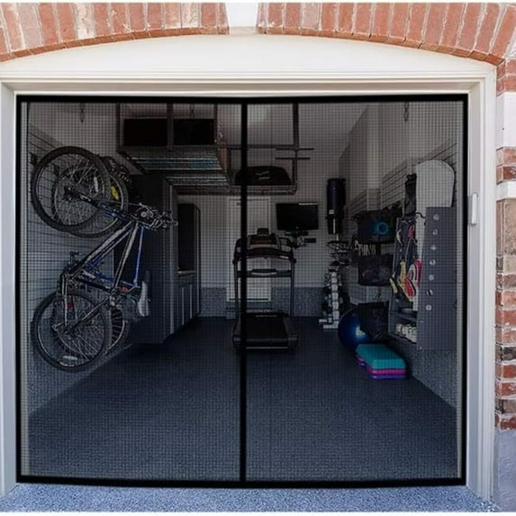 MAXVINI 9x7Ft Garage Screen Doors for 1 Car Garage - Magnetic Closure, Heavy Duty, Retractable Net