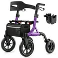 thumbnail image 1 of MAXWALK Rollator Walker for Seniors, 12" Big Rubber Wheels Foldable All Terrain Outdoor Aluminum Rolling Walker with Breathable Mesh Backrest, Height Adjustment for 5-6.5ft, Purple, 1 of 10