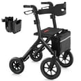 thumbnail image 1 of MAXWALK Rollator Walker for Tall Seniors, 12'' All Terrain Big Rubber Wheels, Foldable Walker with Backrest, Adjustable Handle & Seat for 5.3-7ft, Black, 1 of 11