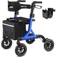 thumbnail image 1 of MAXWALK Rollator Walker with Seat, 8" Rubber Wheels, Foldable and Adjustable Height for Seniors, Blue, 1 of 10