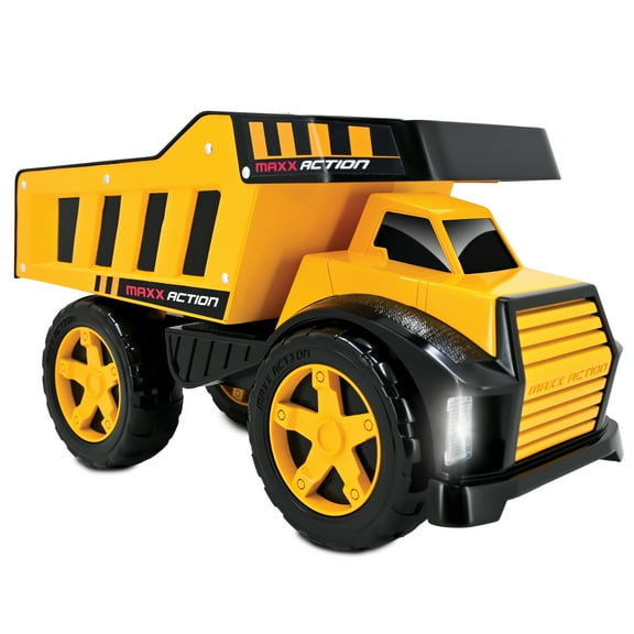 Maxx Action 16" Metal Dump Truck, Realistic Lights & Sounds, Heavy Duty Metal Truck Bed, Extra Large Wheels, Ages 3+, Indoor and Outdoor Play