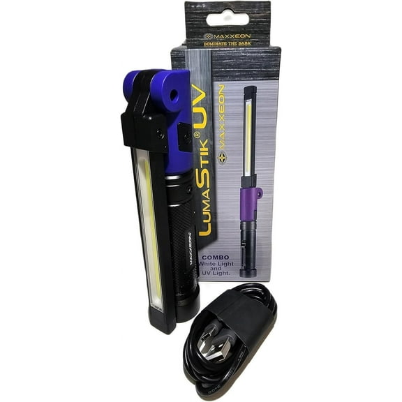 MAXXEON MXN01024 WorkStar LumaStik Combo Ulta-Violet (UV) and White Beam Inspection Light, 800 Lumen