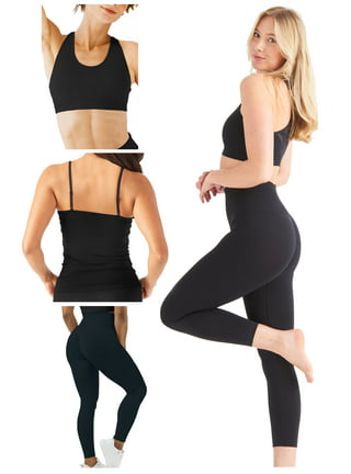 Matching Yoga Set Women's Leggings & Padded Push-up Strappy Sports