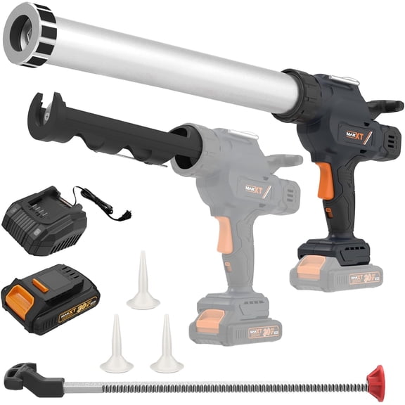 MAXXT 2-in-1 Cordless Caulking Gun, 2.0Ah Battery, 10oz-20oz Cartridge/Sausage, Anti-Drip 6 Speed