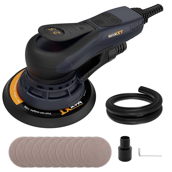 MAXXT Brushless Random Orbital Sander 2.5mm, 350W Variable Speed Corded with 10 Discs