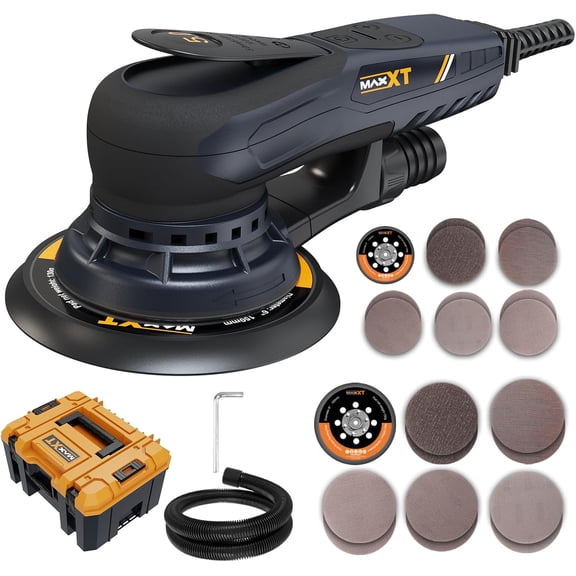 MAXXT Electric 5mm Random Orbital Sander with Tool Case, Variable Speed Palm Sander with Brushless Motor, 5&6Inch Sanding Pads, Sanders for Woodworking, Primary Wood and Panel Processing