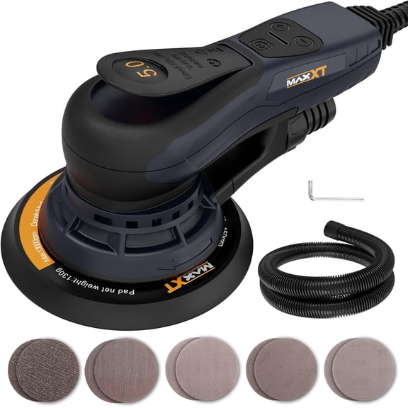 MAXXT Random Orbital Sander Brushless 350W 3A Multi-function Variable Speed with 10 Sanding Paper for Woodworking