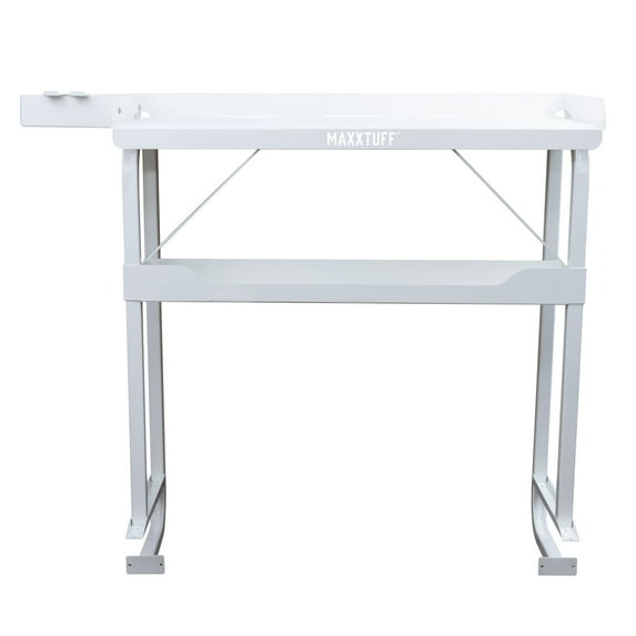 MAXXTUFF White Dock-Mounted Fish Fillet Table with two accessory trays, 47.7 x 22.5 x 8.5 in