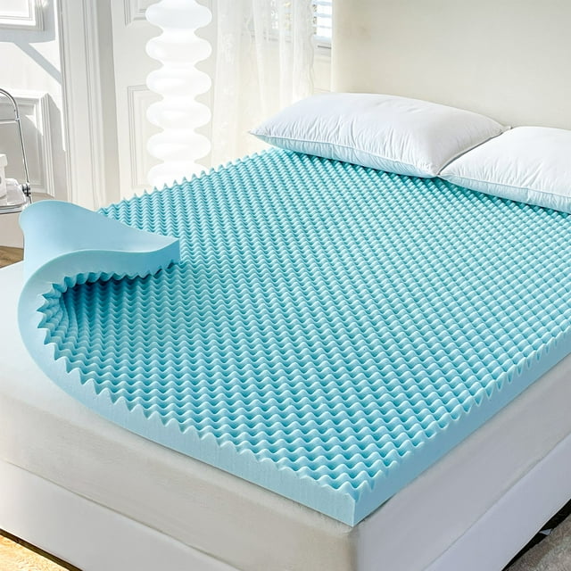 MAXYOYO 2 Inch Cooling Memory Foam Mattress Topper King, Egg Crate Mattress Topper