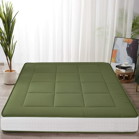 MAXYOYO 8 inch Futon Mattress,Super Thick Floor Mattress Japanese Futon Bed,Green,Queen