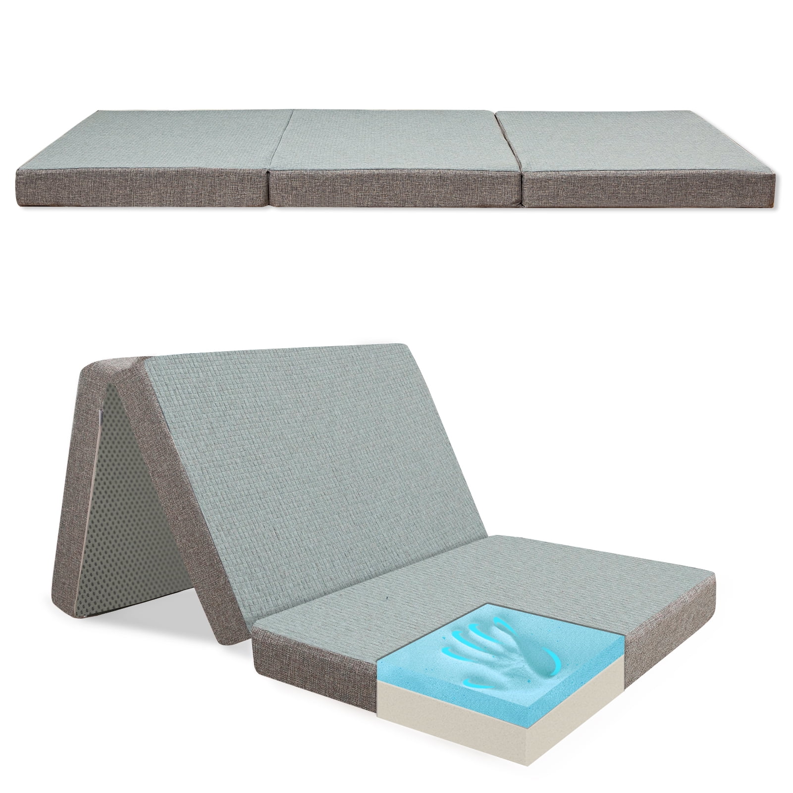 MAXYOYO Foldable Mattress,4 Inch Foam Trifold Mattress Camping Mattress