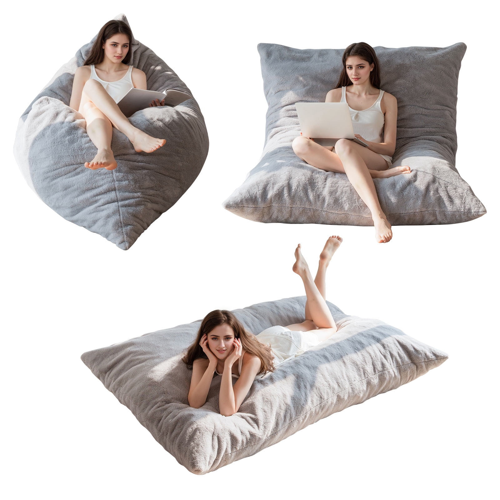 MAXYOYO Giant Fur Bean Bag Chair for Adult, Round Soft Fluffy