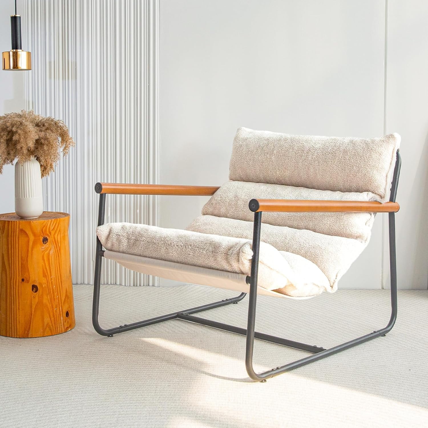 MAXYOYO Sherpa Accent Chair, Boucle Arm Chair Living Room Chair ...
