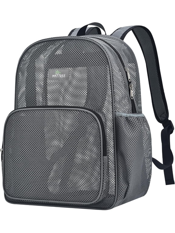 Heavy Duty Mesh Backpack Durable Breathable Bookbag for School Beach Swim Outdoors - Gray