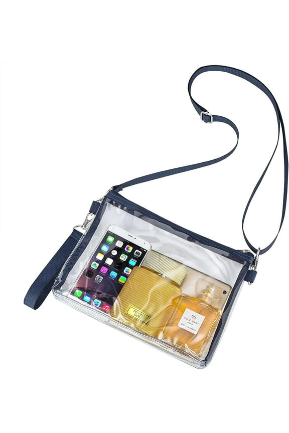 Clear Bag for Stadium Events Clear Purse with Removable Straps for Work Sports and Concert, Navy