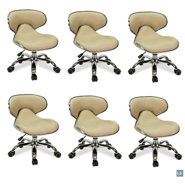 MAYAKOBA SET OF 6 Nail Salon Pedicure Stool UMI CREAM Pedicure Chair Short Adjustable Comfort