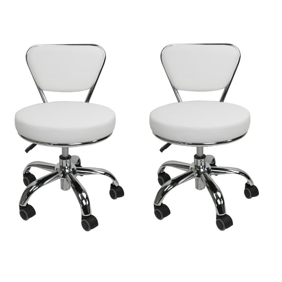 MAYAKOBA Set of 2 Salon Nail Pedicure Stool DAYTON WHITE Pneumatic Adjustable Height, Rolling Salon Furniture & Equipment