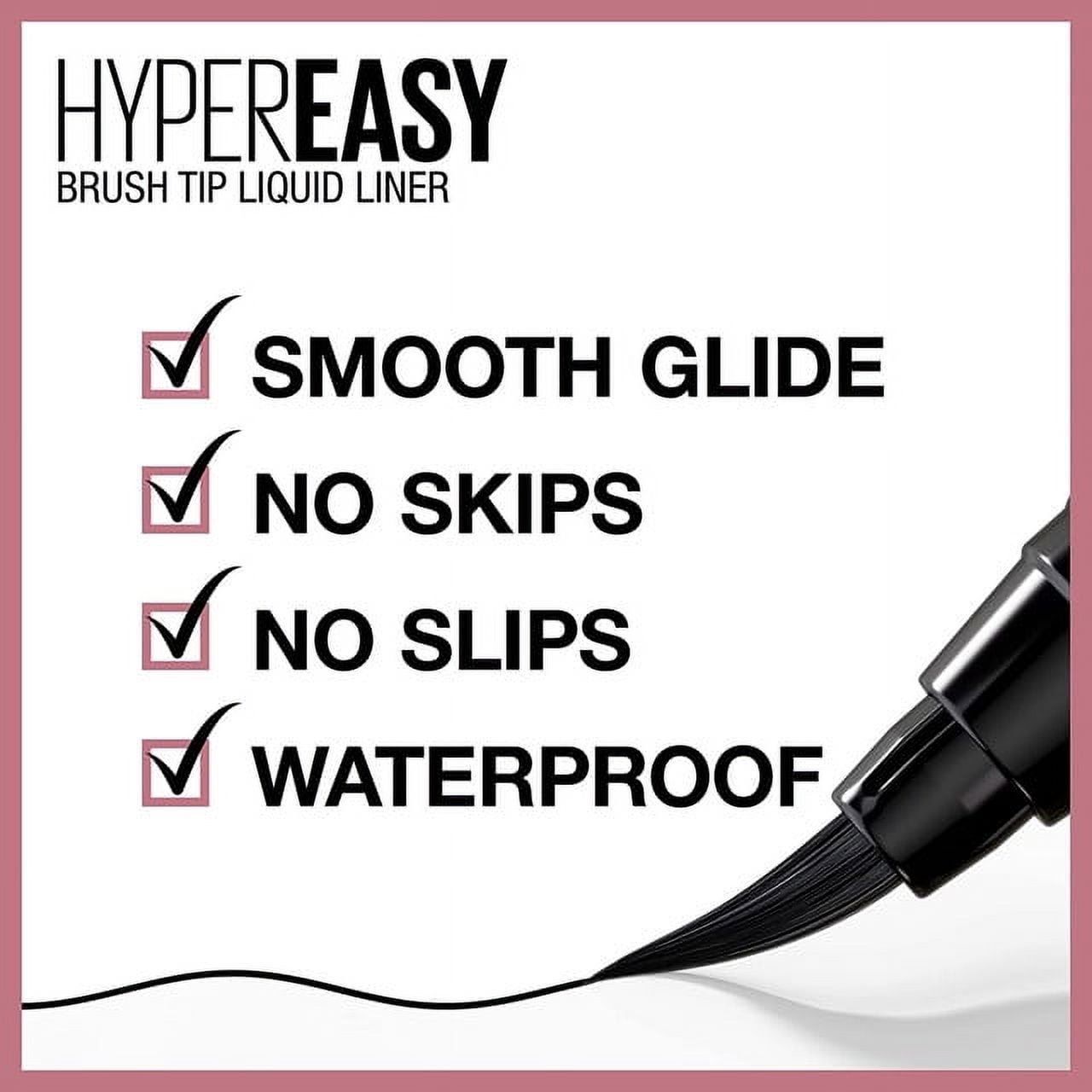 MAYBELLINE Hyper Liquid Finish, Formula, Eye Black, Fl; Eyeliner, 0.018 Makeup, Oz Easy No-Skip Pen Satin Pitch Liner Waterproof