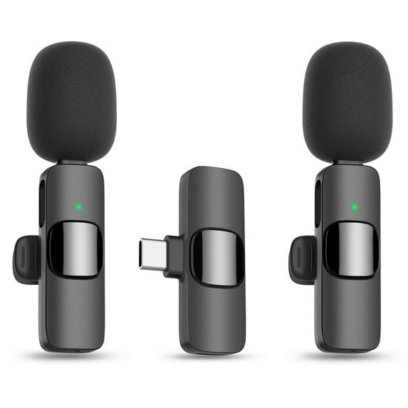 MAYBESTA Wireless Lavalier Lapel Microphone for iPhone 15 Series/Android/Computer - Bluetooth Mini Phone Microphones for Video Recording - 2 Clip on Mics with USB C Interface for Tiktok YouTube Vlog