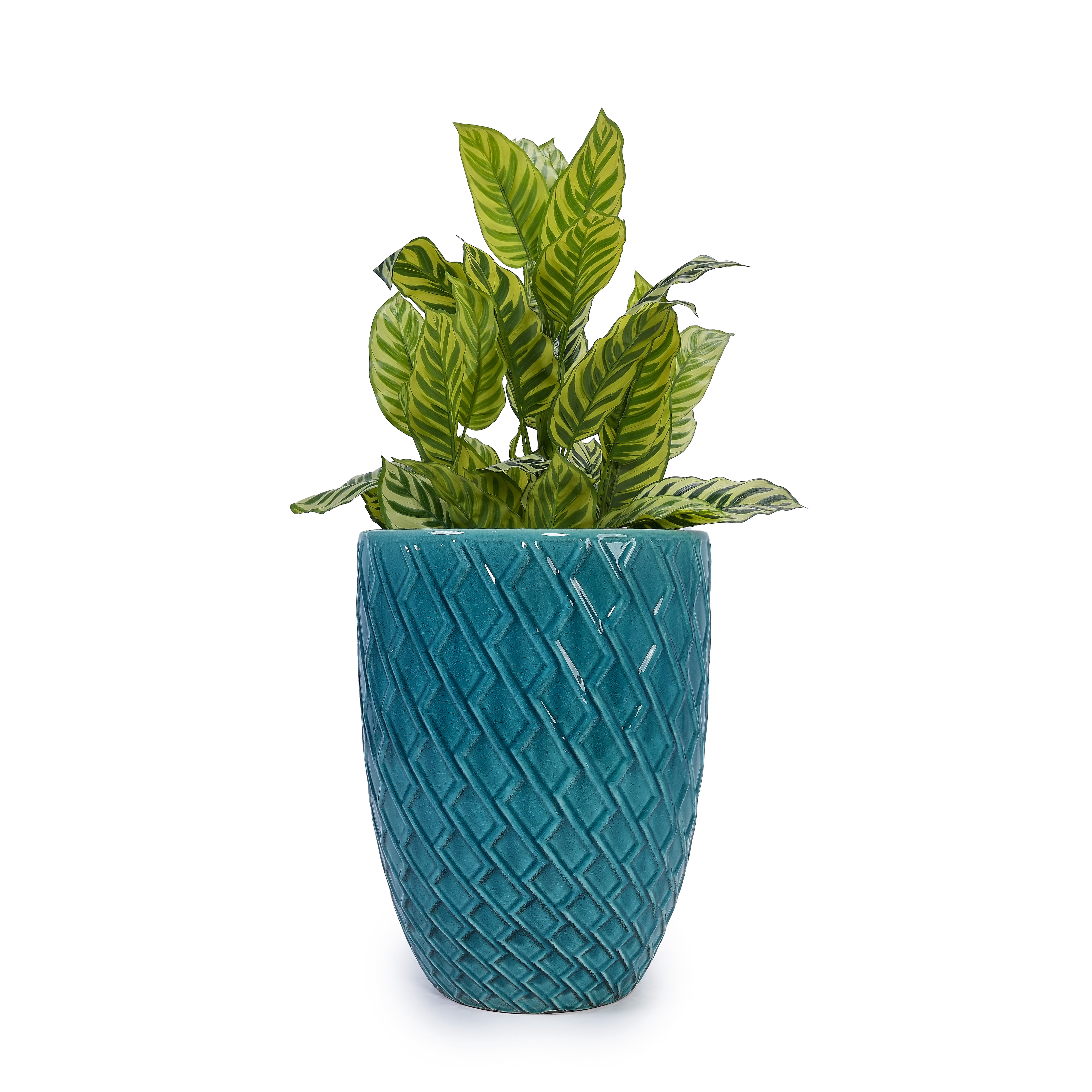MAYEERTY 1 Pack Ceramic Planter Pot, Planter for Indoor Outdoor Patio, Garden, Cyan