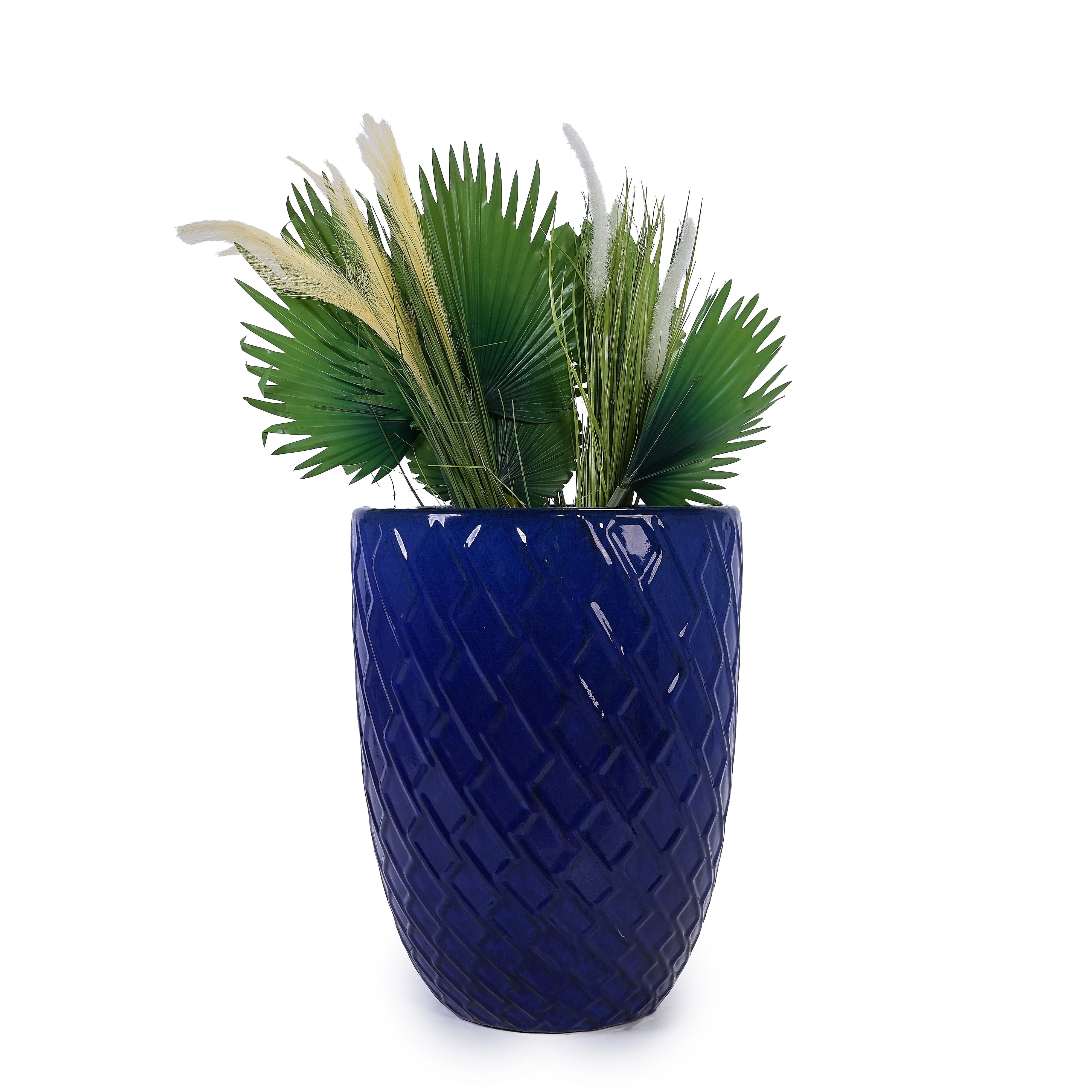 MAYEERTY 1 Pack Ceramic Planter Pot, Planter for Indoor Outdoor Patio, Garden, Dark Blue