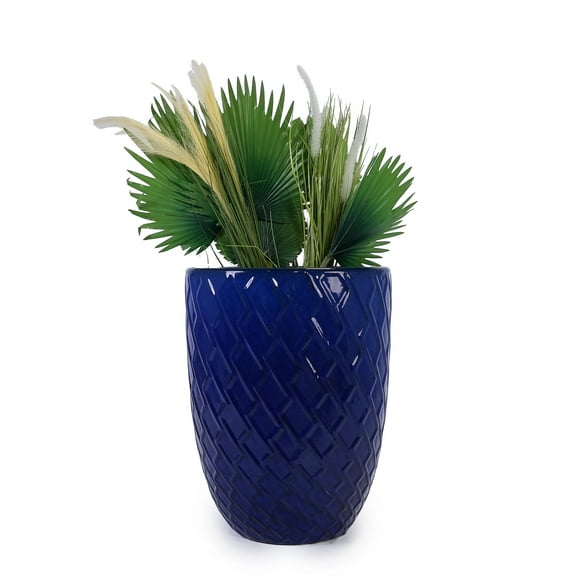 MAYEERTY 1 Pack Ceramic Planter Pot, Planter for Indoor Outdoor Patio, Garden, Dark Blue