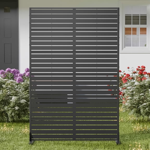 MAYEERTY 1-Pc 6ft x 4ft Black Outdoor Metal Privacy Screen, 6-Pnl Classic Louvered Design, Easy Install for Apartment Balcony