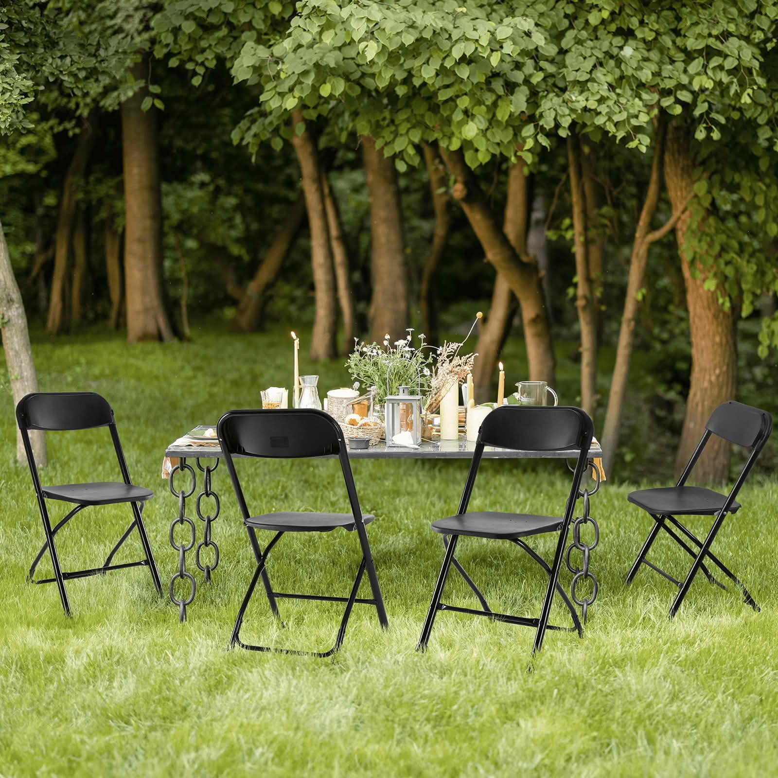 MAYEERTY 10-Piece Folding Chair Indoor Outdoor Portable Stackable