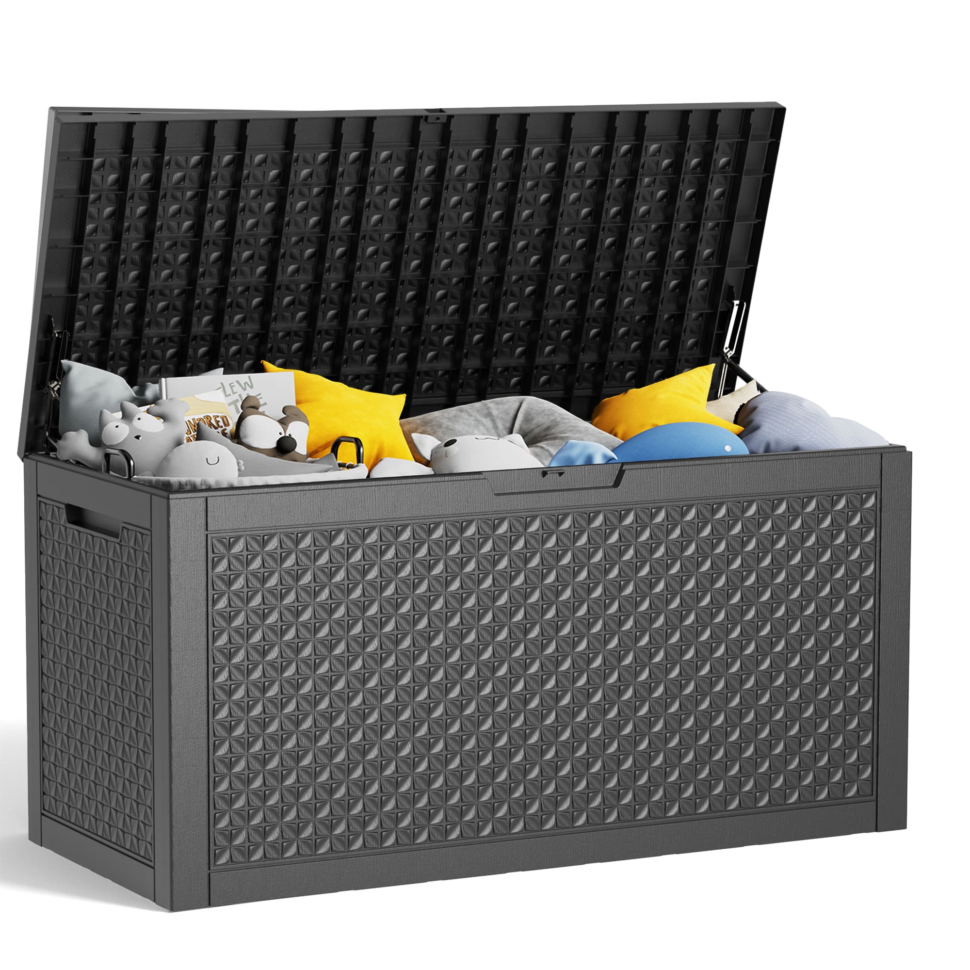 MAYEERTY 100 Gallons Large Deck Box, Large Capacity Storage Box for Patio Furniture Cushions, Pillow Outdoor Indoor, Black