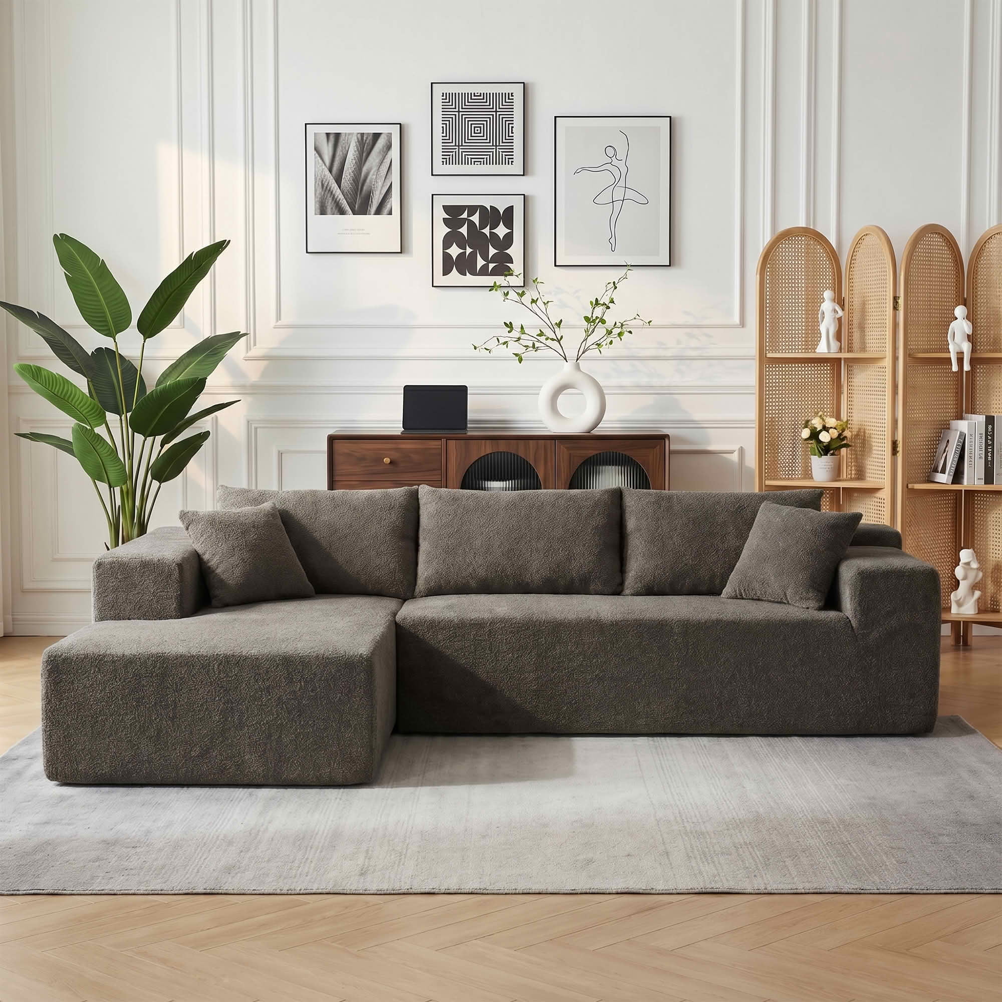 MAYEERTY 104" Cloud Sectional Couch with L-Shape Chaise, Modern Modular Sofa with Deep Seat, Upholstered Couches with Back Cushion for Living Room Bedroom, No Assembly Required