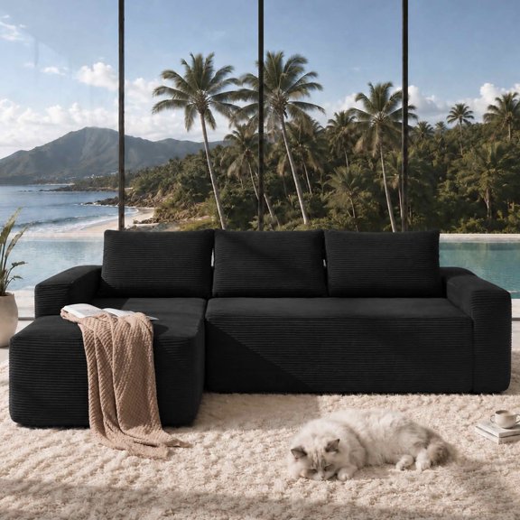 MAYEERTY 105 Inch Cloud Sectional Couch, L‑Shaped Chaise with Side Pockets, Modern Modular Deep Seat Upholstered Sofa, No Assembly Required