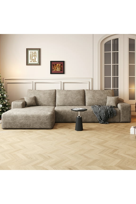 107" Cloud Sectional Couch Modern Modular Sofa for Living Room No Assembly Required, Camel