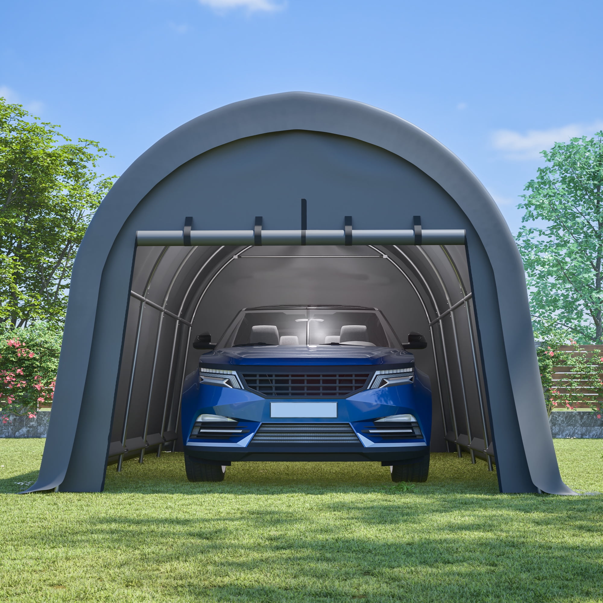 MAYEERTY 12'x20' Heavy Duty Carport Canopy, Commercial Steel Frame Portable Garage for Car Truck Boat Equipment