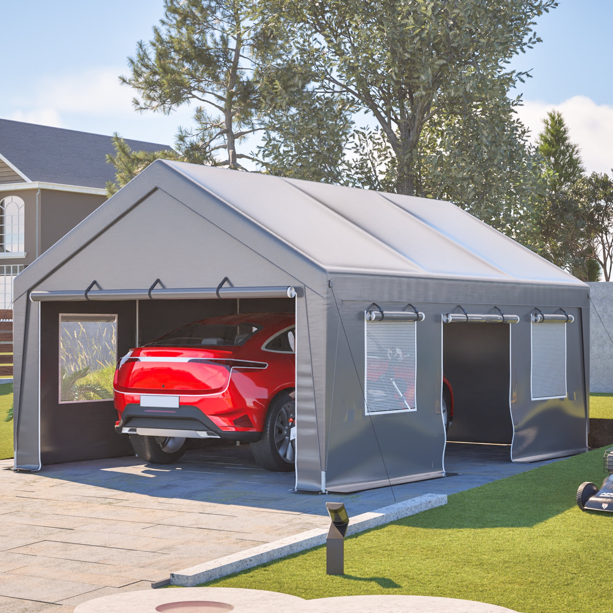 MAYEERTY 13'x20' Heavy Duty Canopy, Waterproof Party Tent Carport with 2 Roll-Up Doors for Car Boat Outdoor Gathering