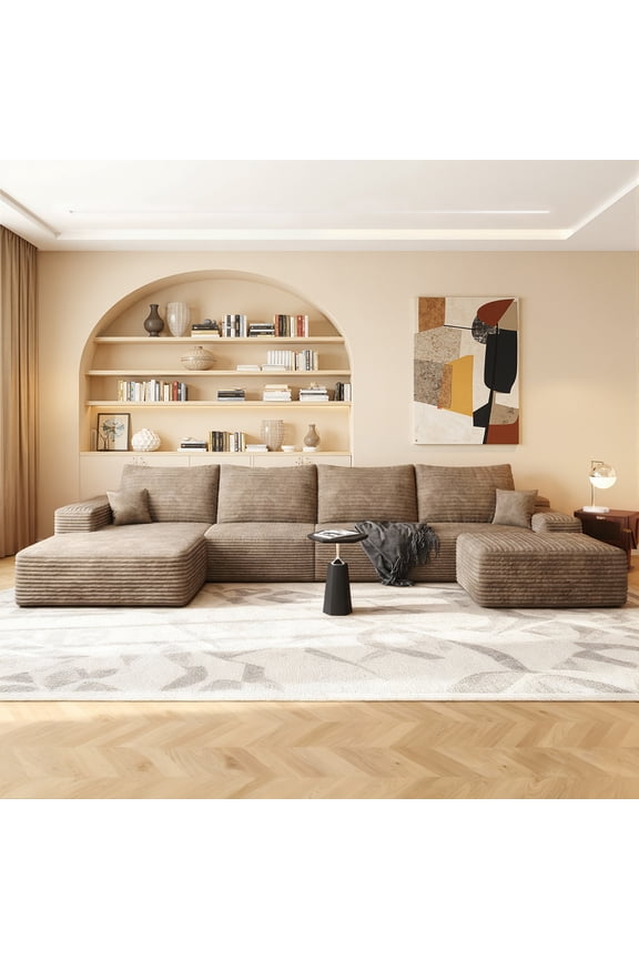 135" Sectional Cloud Sofa Couch BonelessCompressed Memory Comprimido Foam No Assembly Required