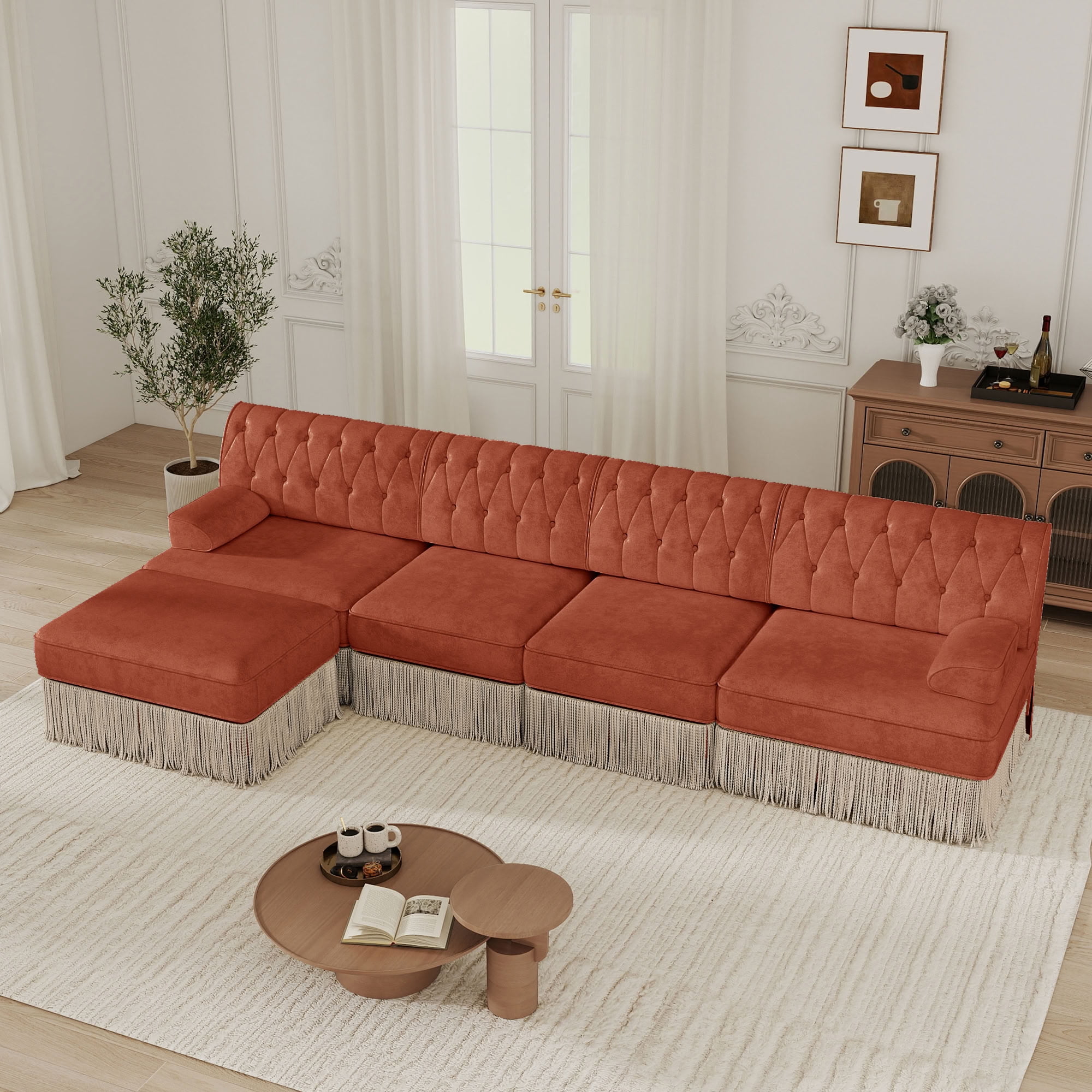 MAYEERTY 135 Inch L-Shaped Sectional Sofa, Pet Friendly