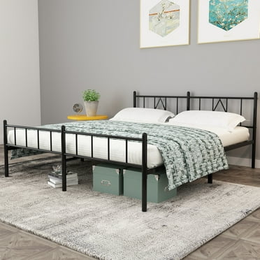 MAYEERTY 14" King Metal Bed Frame - Heavy Duty, Underbed Storage, No Box Spring, Black​