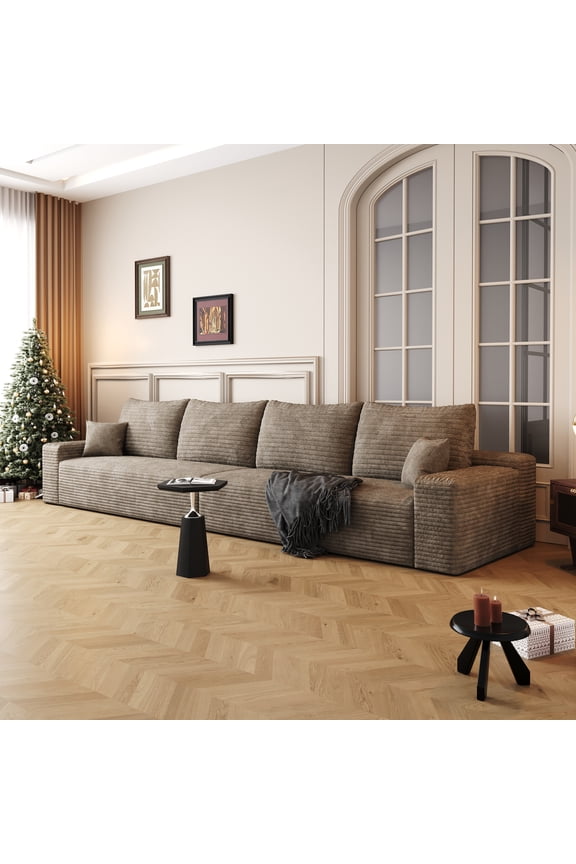 140" Cloud Sectional Couch Modern Modular Sofa for Living Room No Assembly Required, Camel