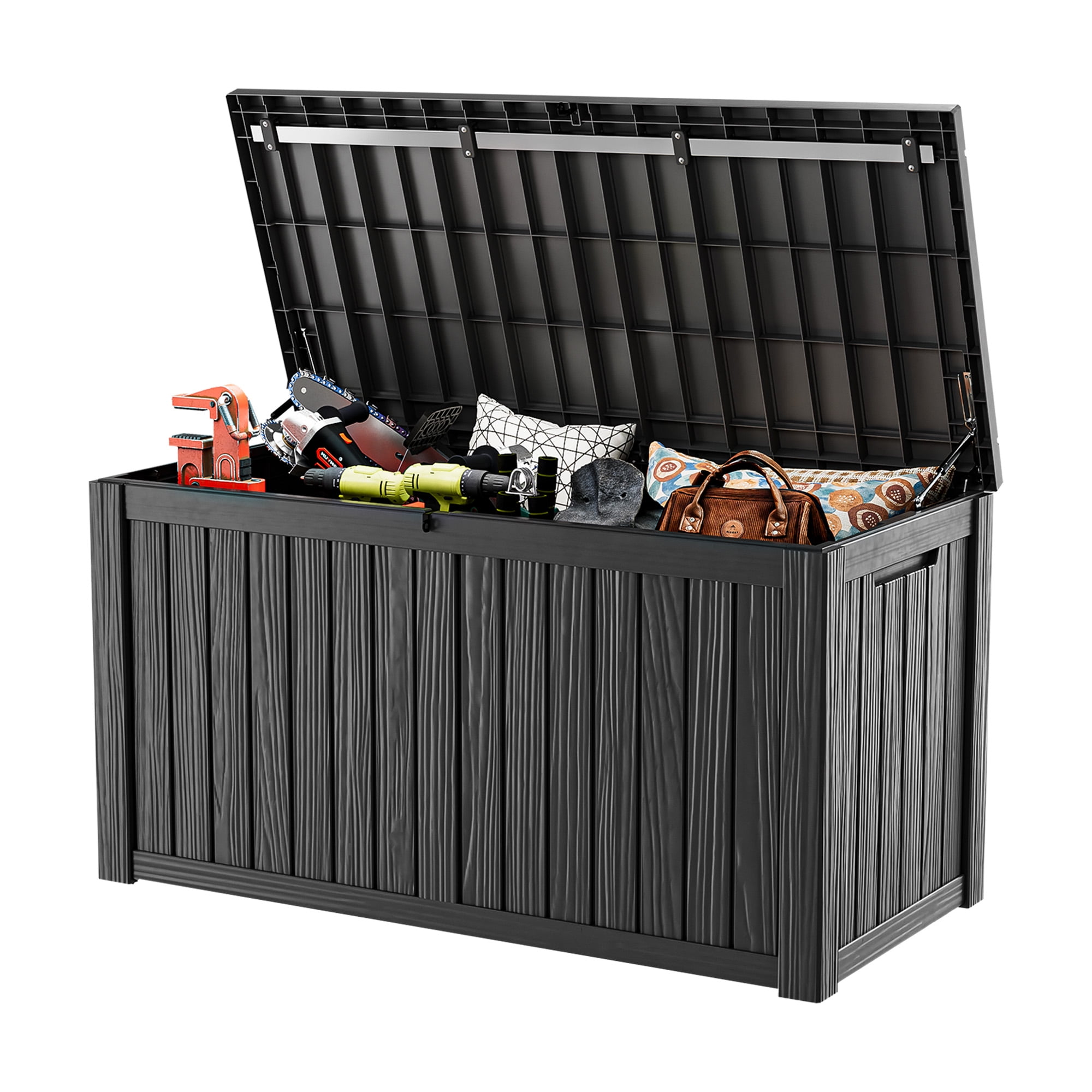 MAYEERTY 150 Gallon Outdoor Deck Box, Large Capacity Storage Box for Patio Furniture Cushions, Pillow with Wheels, Black