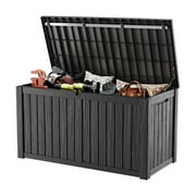 MAYEERTY 150 Gallon Outdoor Deck Box, Large Capacity Storage Box for Patio Furniture Cushions, Pillow with Wheels, Black