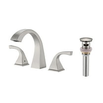 MAYEERTY 2-Handle 3-Hole 6-16" Widespread Bathroom Sink Faucet with Drain & Ceramic Discs, Brushed Nicke
