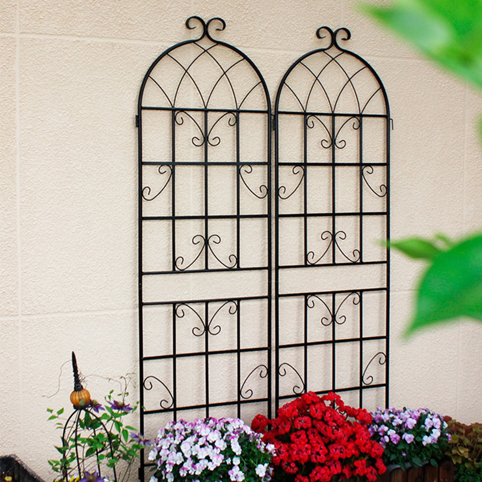 MAYEERTY 2 Pack Metal Garden Trellis 71 x 19.7 Inch Rustproof Climbing Plants Support Black Outdoor Flower