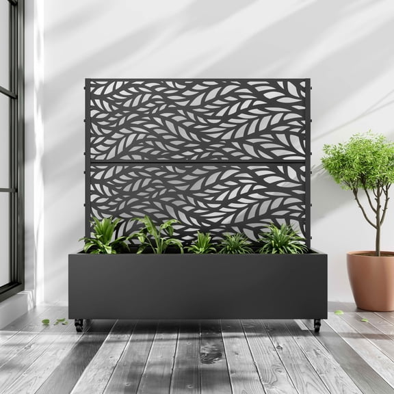 MAYEERTY 2 Panels Metal Rectangular Raised Garden Bed with Trellis Outdoor Planter Patio Backyard Vertical Climbing Plant Grow Box, 47.247.215.7in