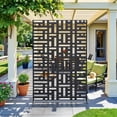 thumbnail image 1 of MAYEERTY 2-Piece 72×47" Outdoor Black Metal Privacy Panel Screen for Backyard & Garden, Geometric Maze Pattern, 1 of 9