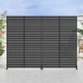 thumbnail image 1 of MAYEERTY 2-Piece 72×47" Outdoor Black Metal Privacy Panel Screen for Backyard & Garden, Louvered Pattern, 1 of 8